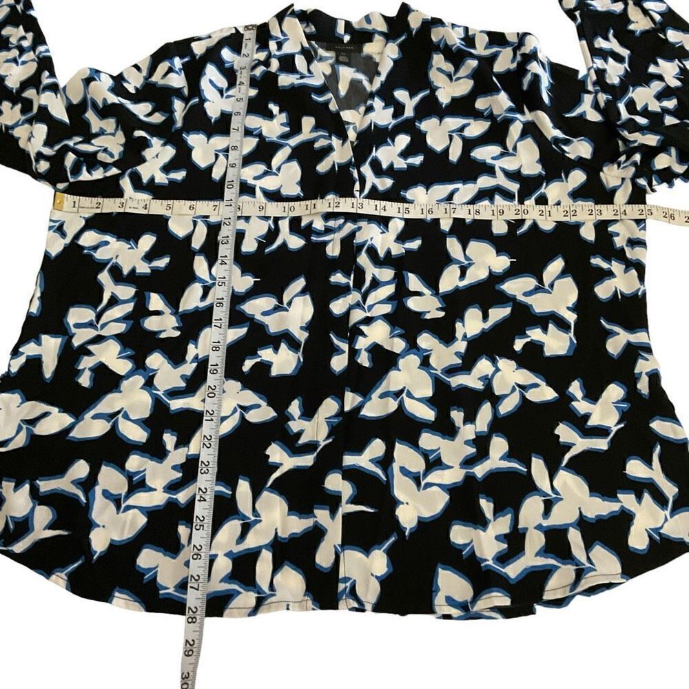 Halogen Button Down Blouse V-Neck Black White Blu… - image 5